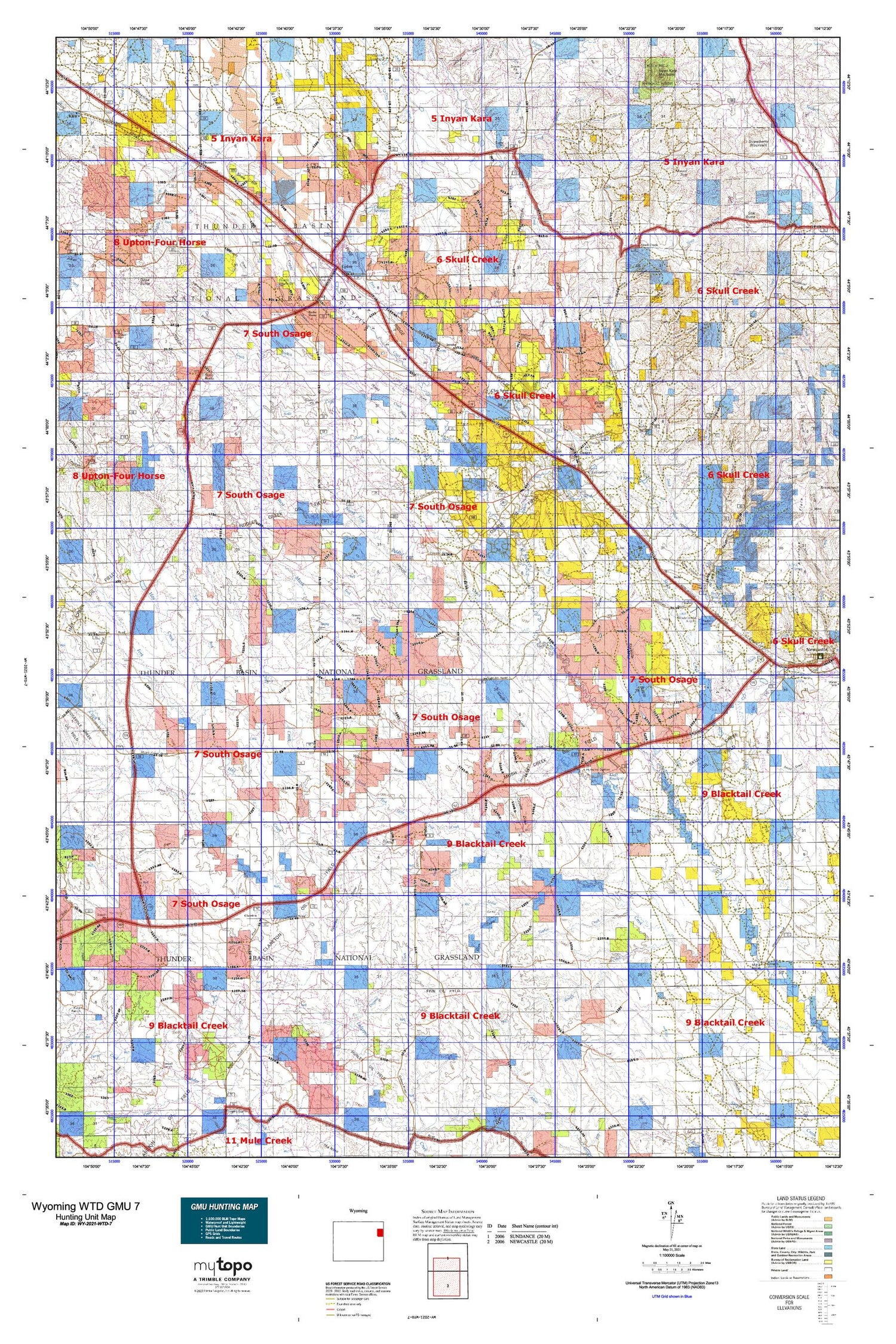 Wyoming Whitetail Deer GMU 7 Map Image