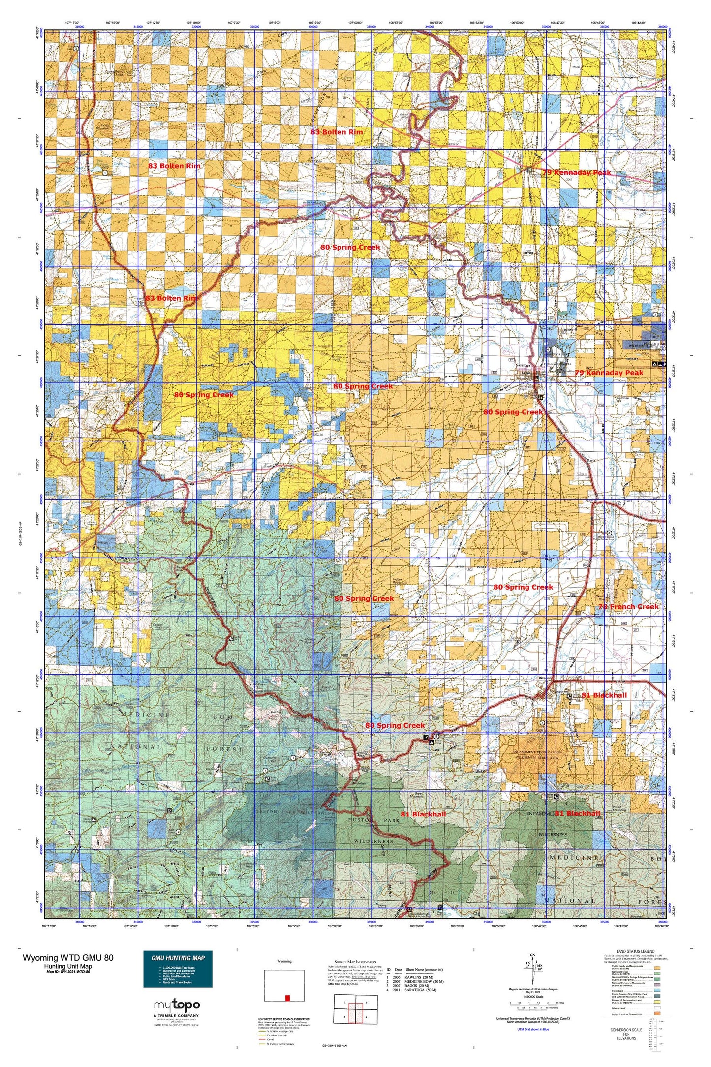 Wyoming Whitetail Deer GMU 80 Map Image