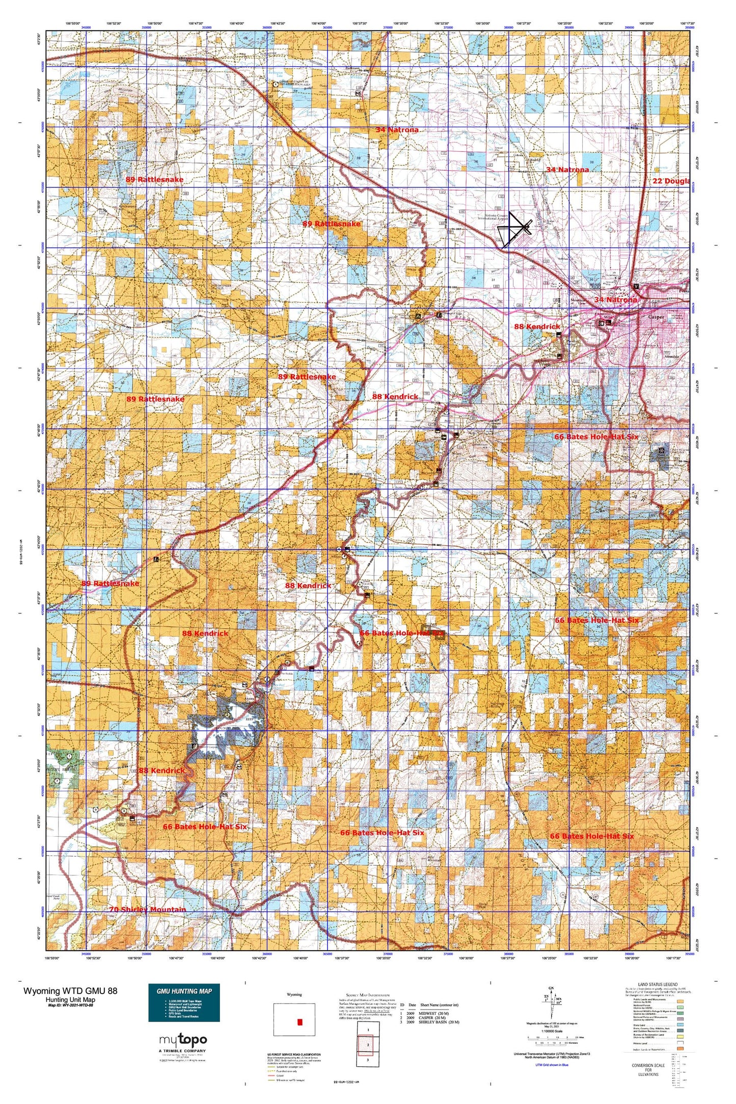 Wyoming Whitetail Deer GMU 88 Map Image