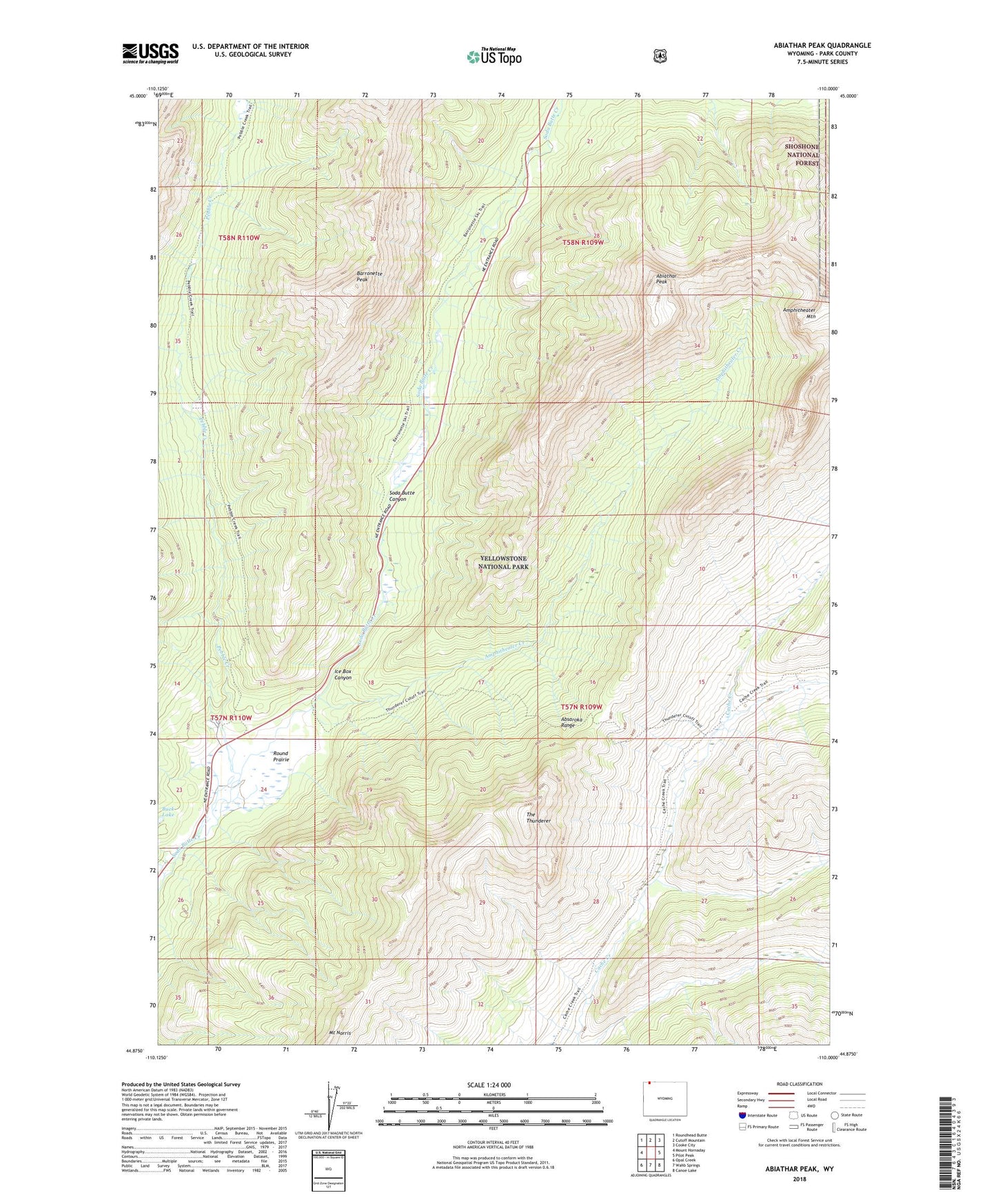 Abiathar Peak Wyoming US Topo Map Image