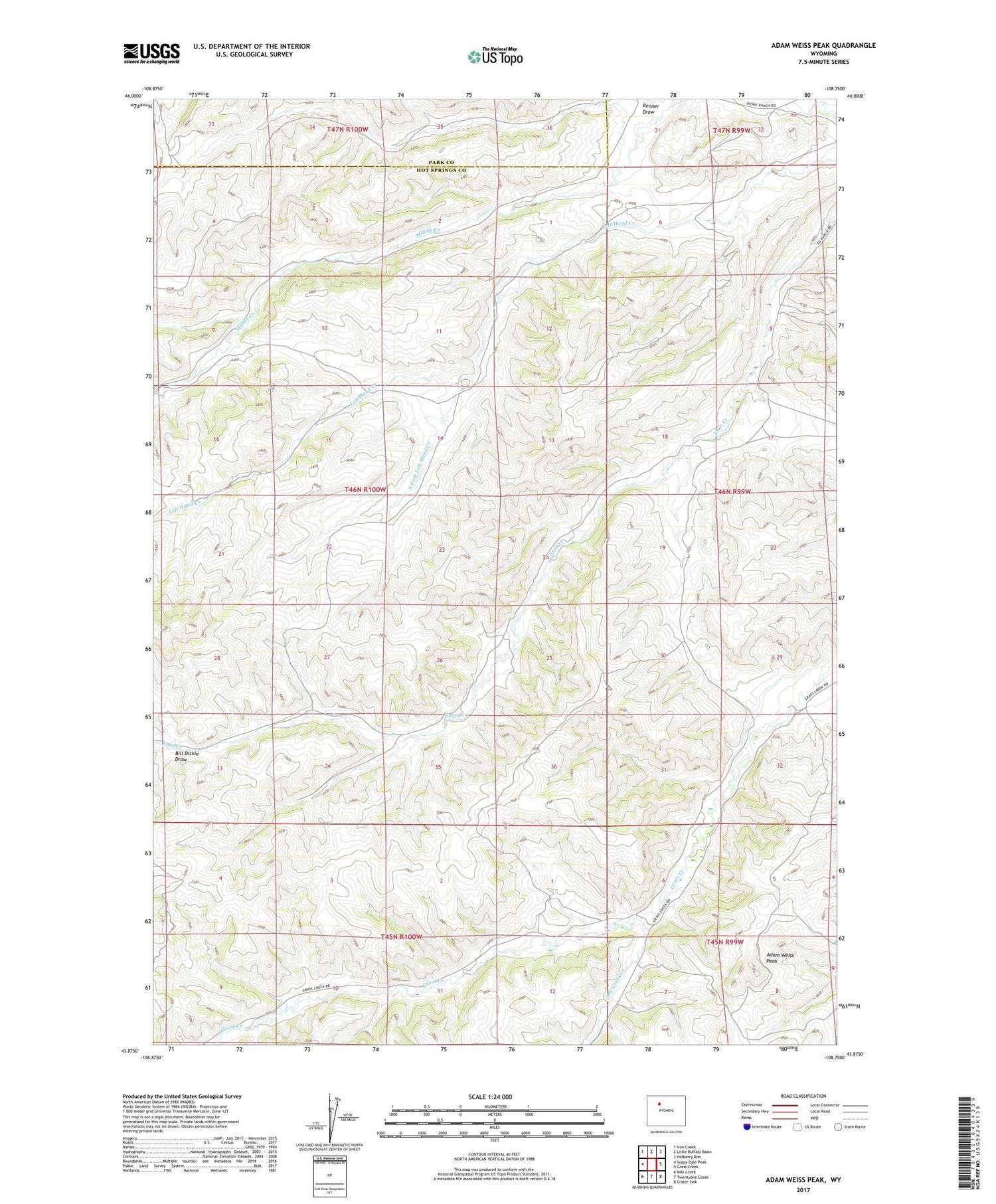 Adam Weiss Peak Wyoming US Topo Map Image