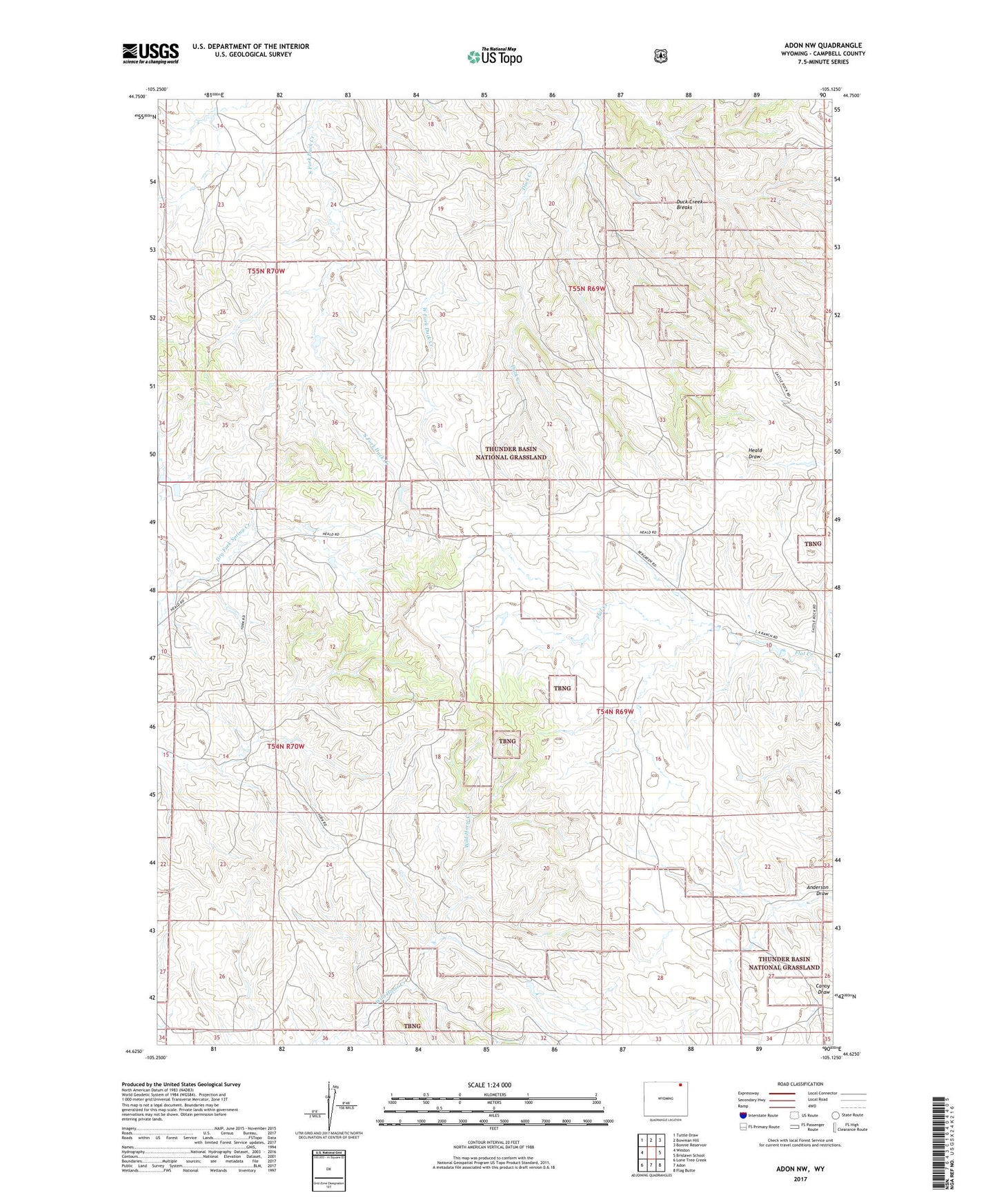 Adon NW Wyoming US Topo Map Image
