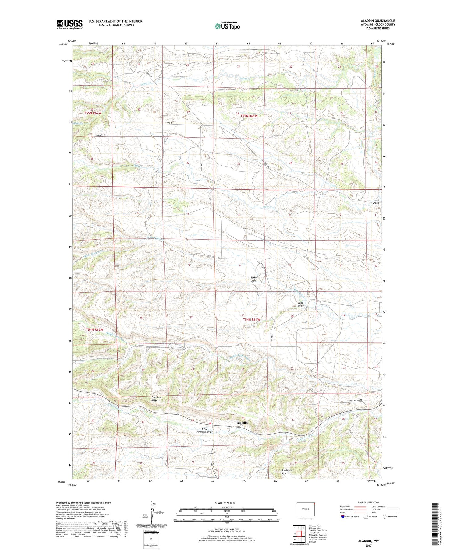 Aladdin Wyoming US Topo Map Image