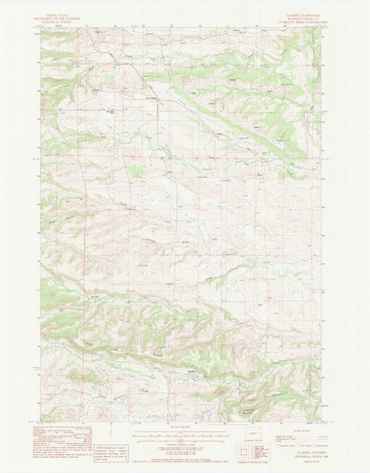 Classic USGS Aladdin Wyoming 7.5'x7.5' Topo Map Image