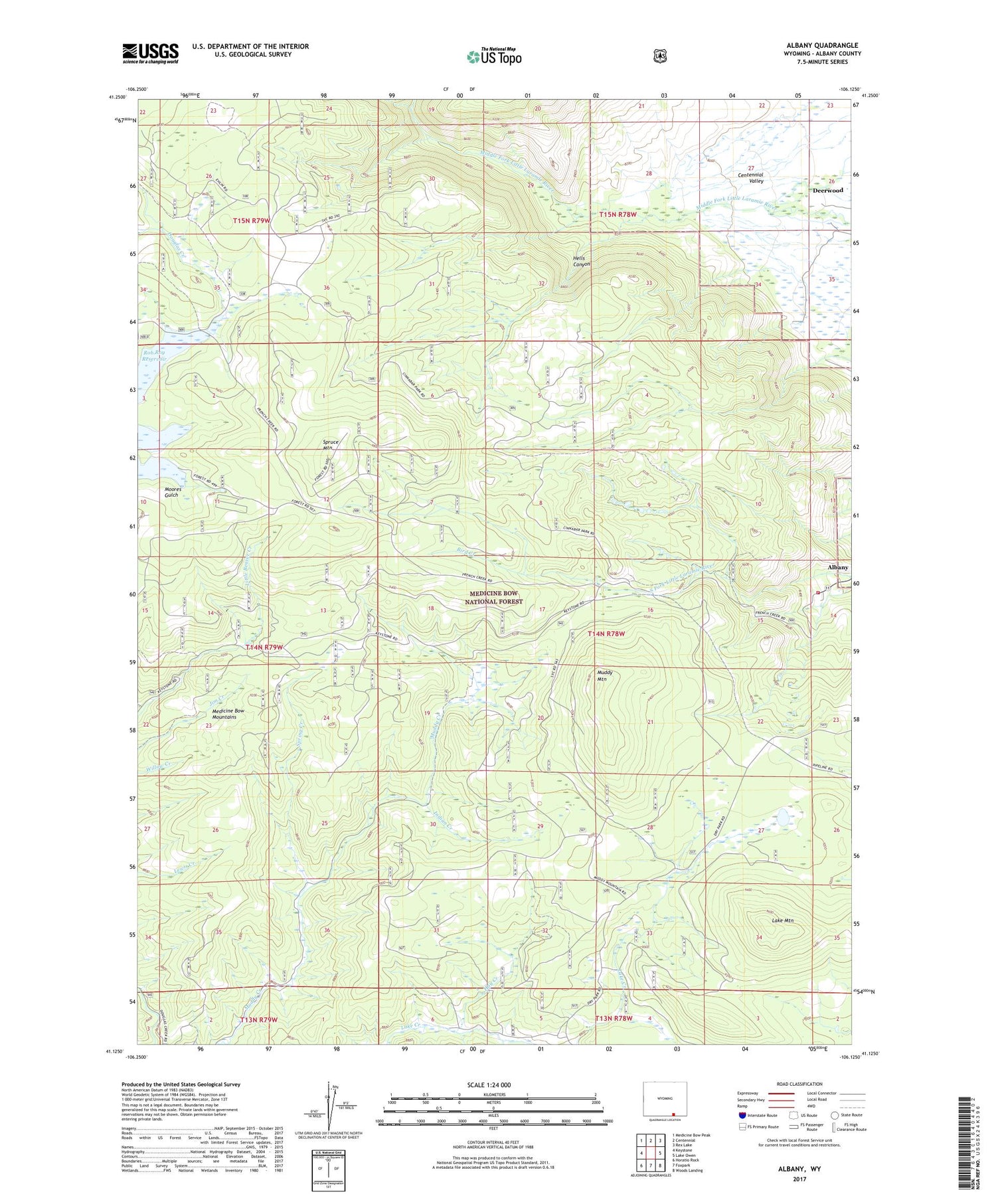 Albany Wyoming US Topo Map Image