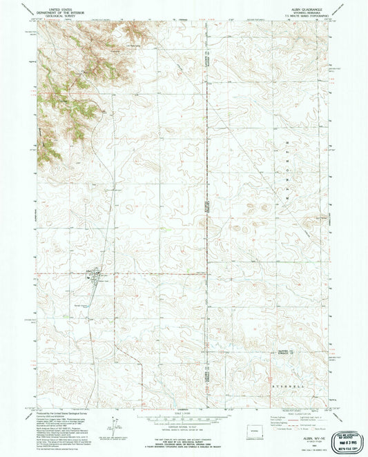 Classic USGS Albin Wyoming 7.5'x7.5' Topo Map Image