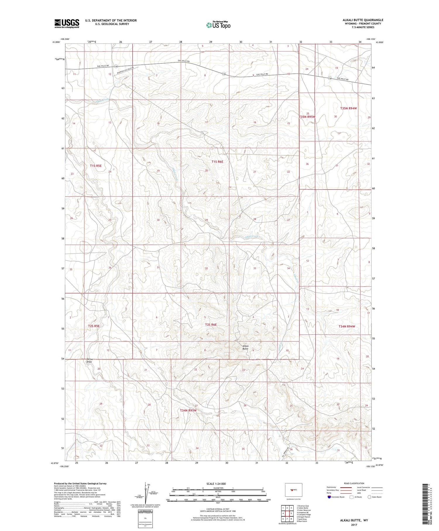 Alkali Butte Wyoming US Topo Map Image