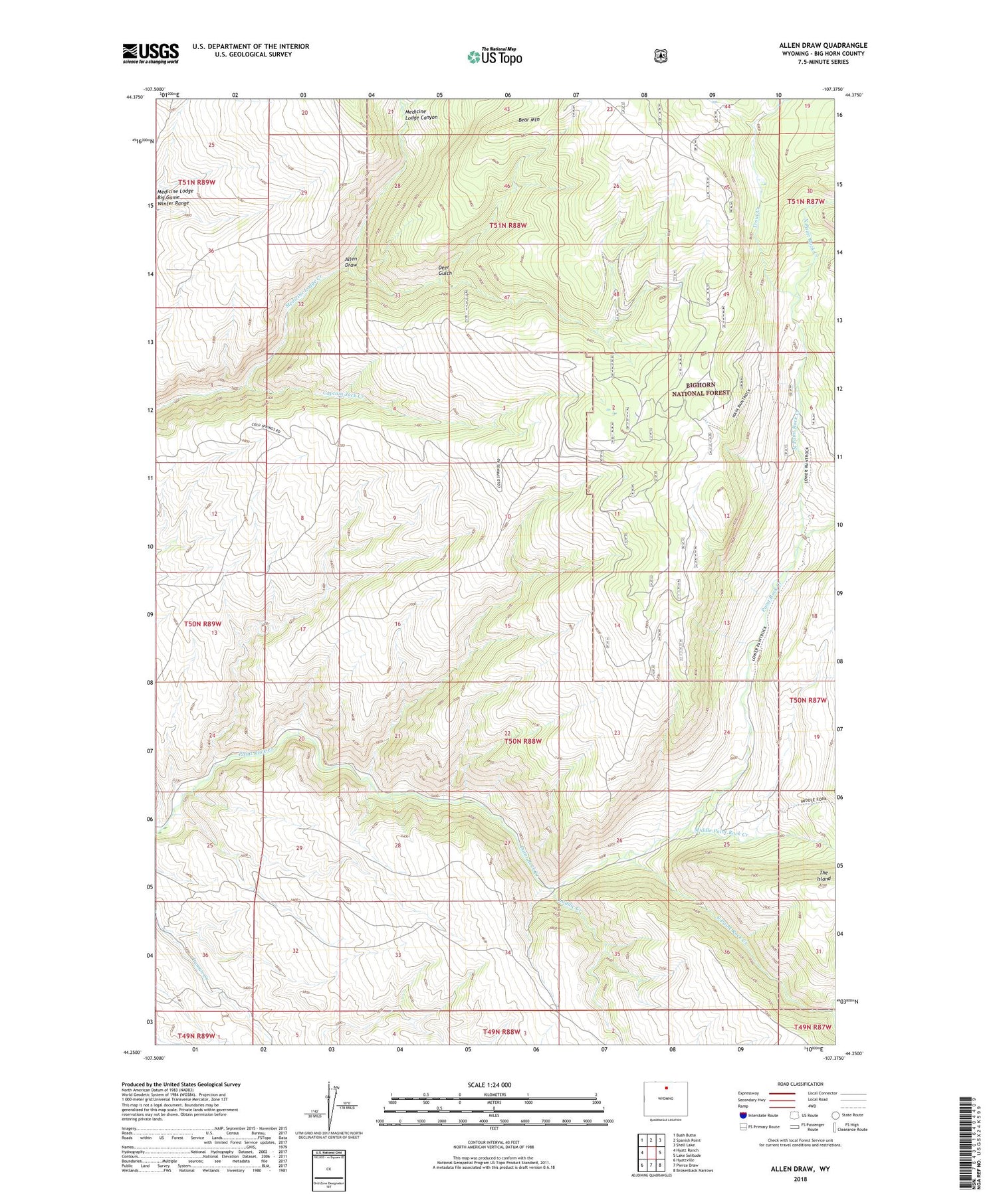 Allen Draw Wyoming US Topo Map Image