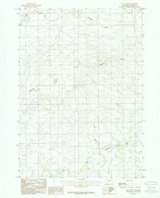 Classic USGS Alta Creek Wyoming 7.5'x7.5' Topo Map Image