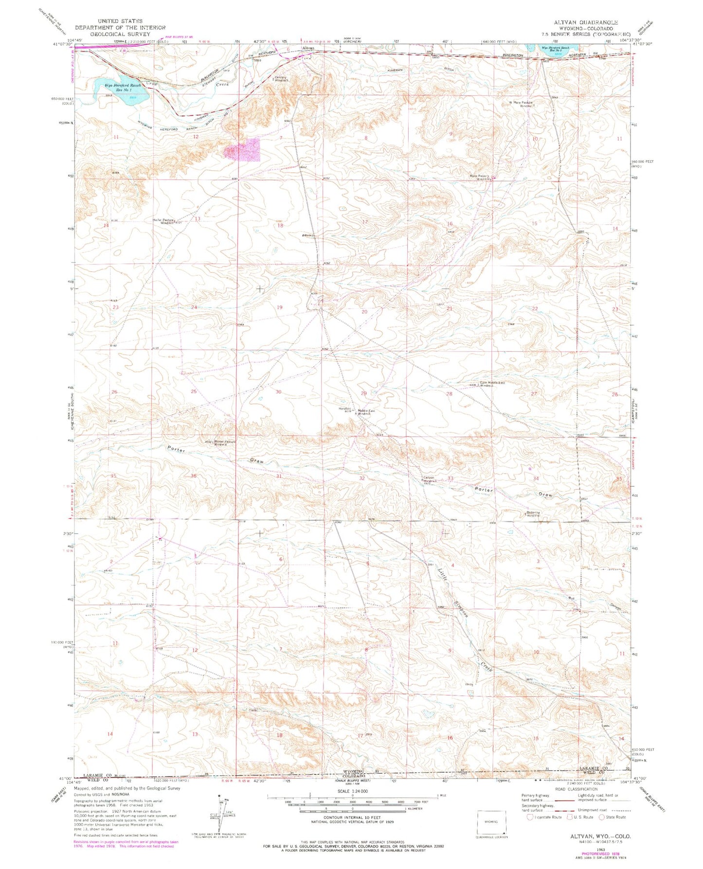 Classic USGS Altvan Wyoming 7.5'x7.5' Topo Map Image