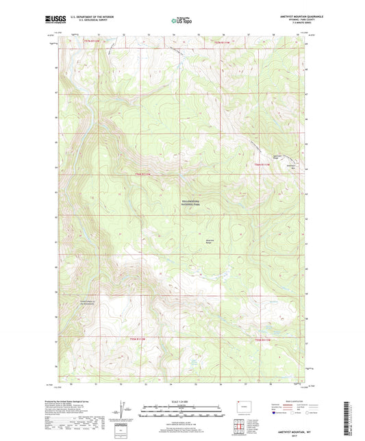 Amethyst Mountain Wyoming US Topo Map Image