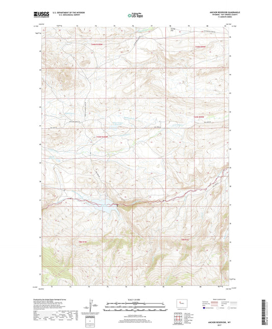 Anchor Reservoir Wyoming US Topo Map Image