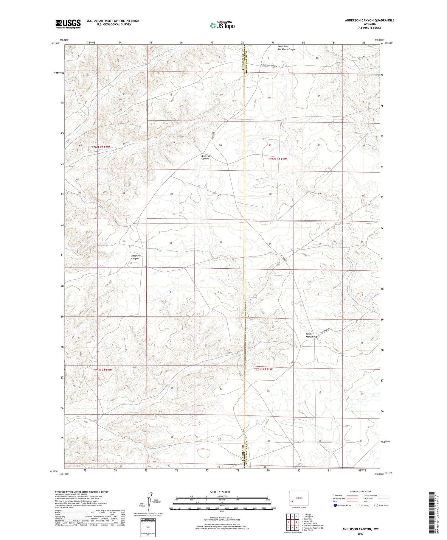 Anderson Canyon Wyoming US Topo Map Image