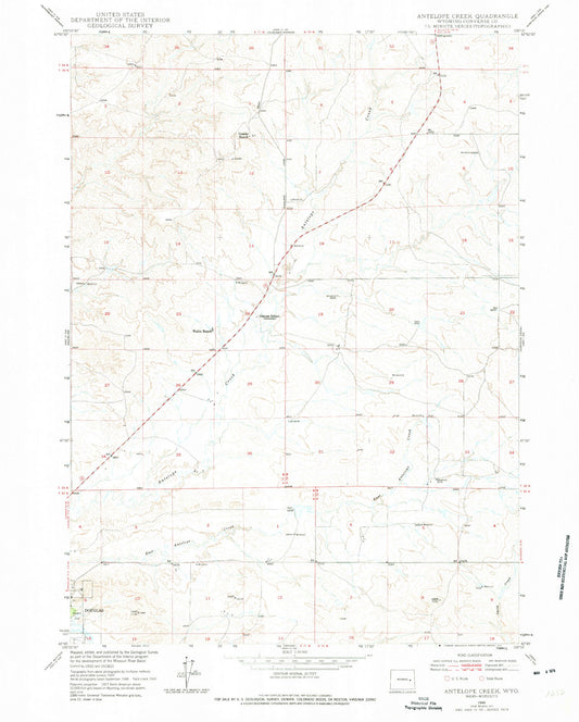 Classic USGS Antelope Creek Wyoming 7.5'x7.5' Topo Map Image
