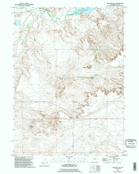 Classic USGS Antelope Gap Wyoming 7.5'x7.5' Topo Map Image