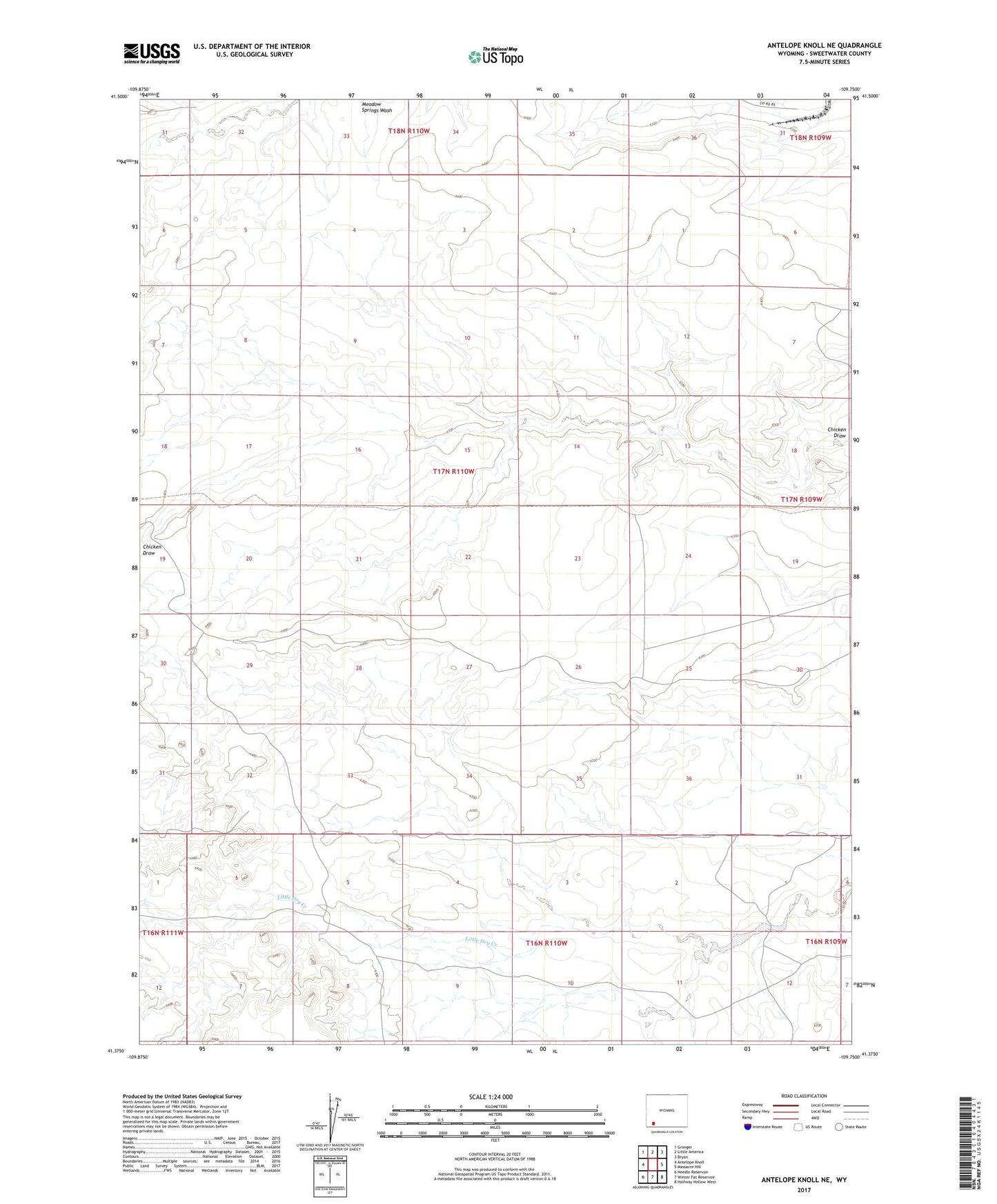 Antelope Knoll NE Wyoming US Topo Map Image