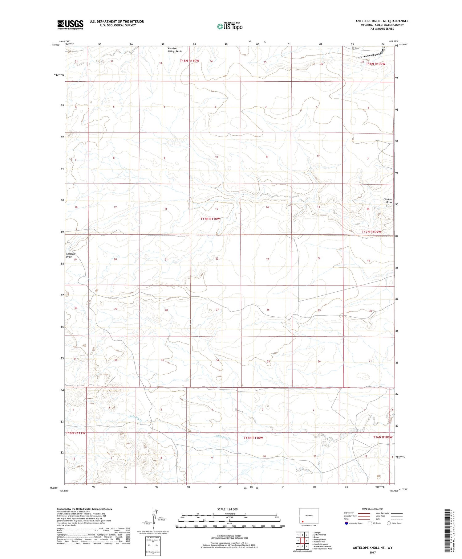 Antelope Knoll NE Wyoming US Topo Map Image