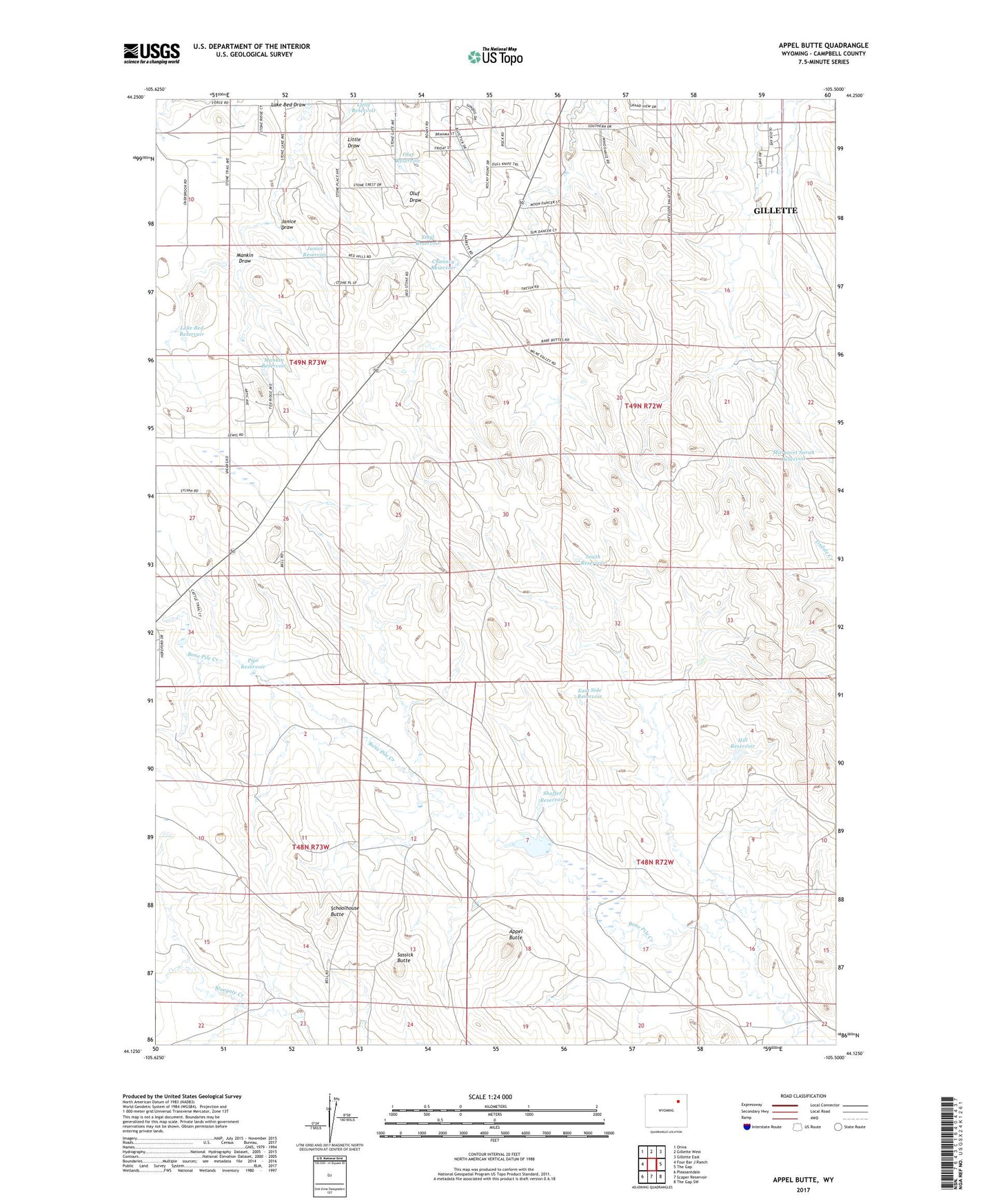 Appel Butte Wyoming US Topo Map Image
