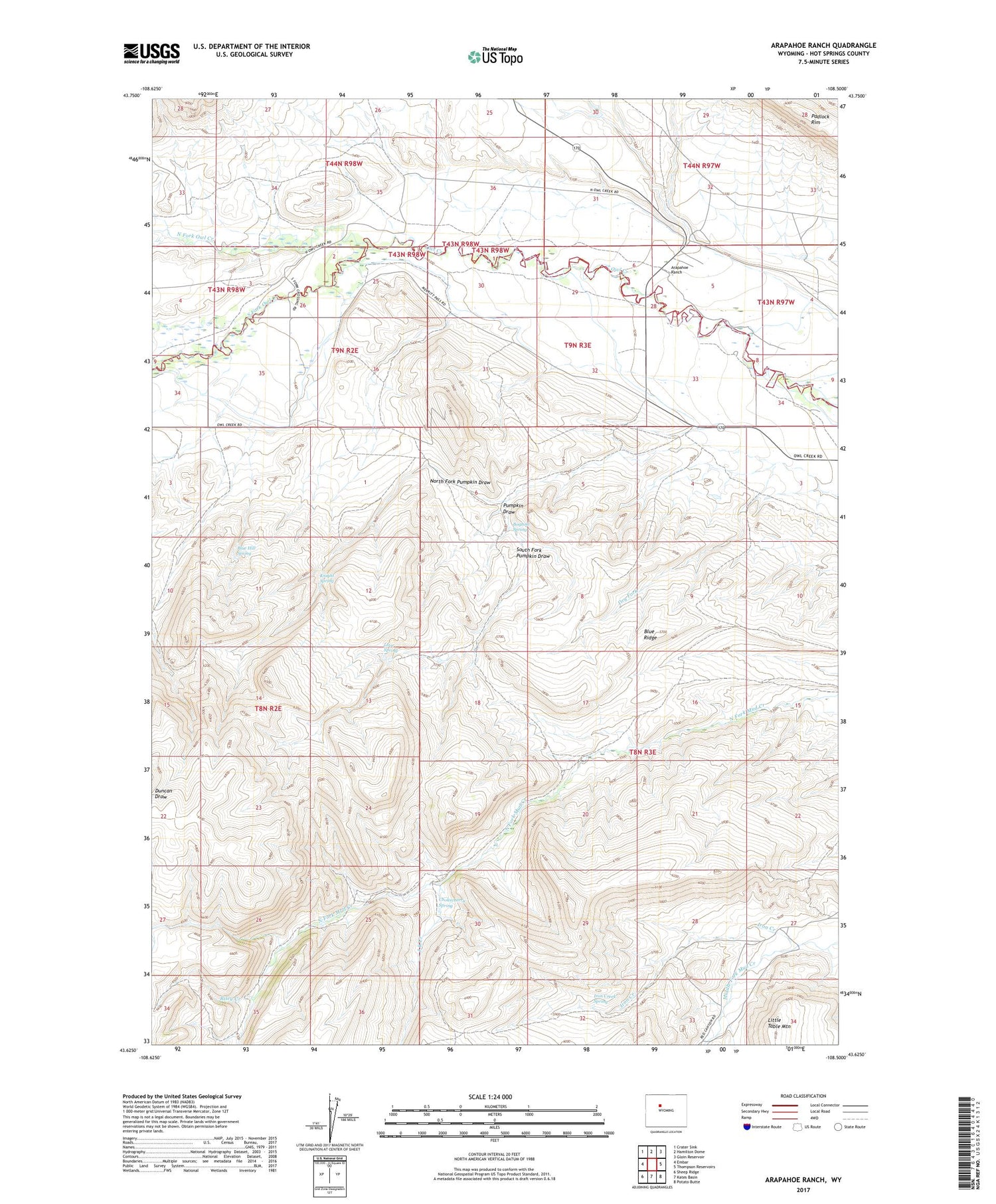 Arapahoe Ranch Wyoming US Topo Map Image