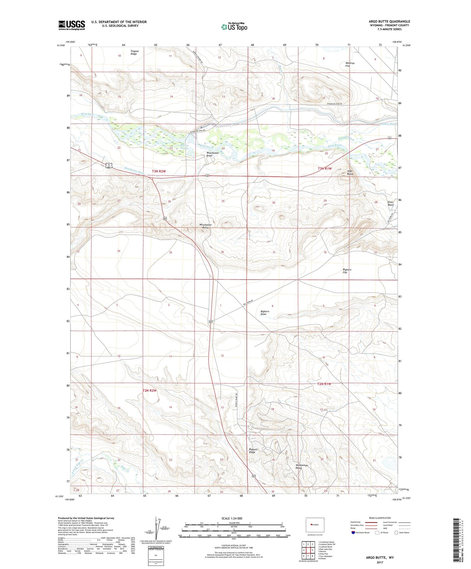 Argo Butte Wyoming US Topo Map Image