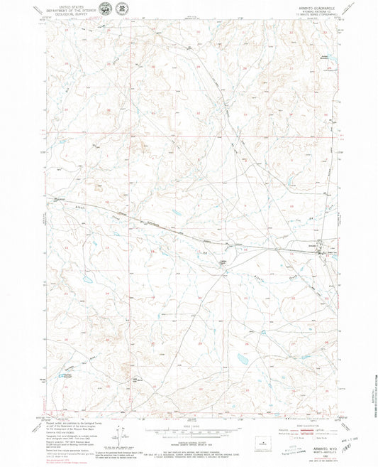 Classic USGS Arminto Wyoming 7.5'x7.5' Topo Map Image