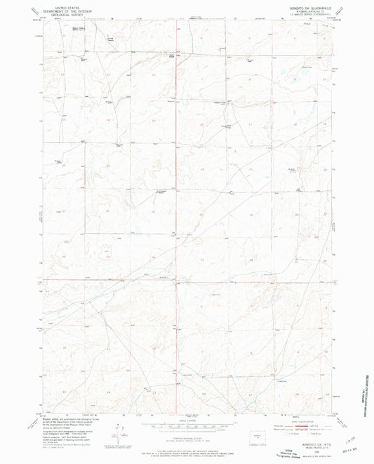 Classic USGS Arminto SW Wyoming 7.5'x7.5' Topo Map Image