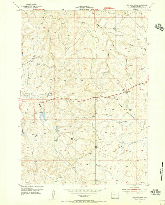 Classic USGS Artesian Draw Wyoming 7.5'x7.5' Topo Map Image