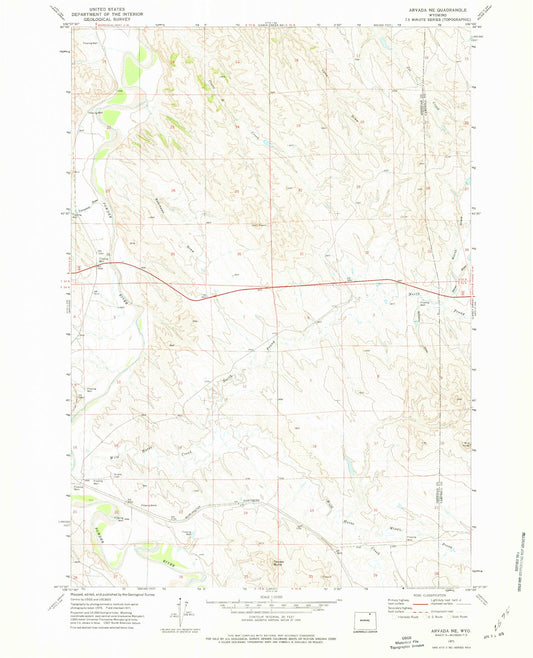 Classic USGS Arvada NE Wyoming 7.5'x7.5' Topo Map Image