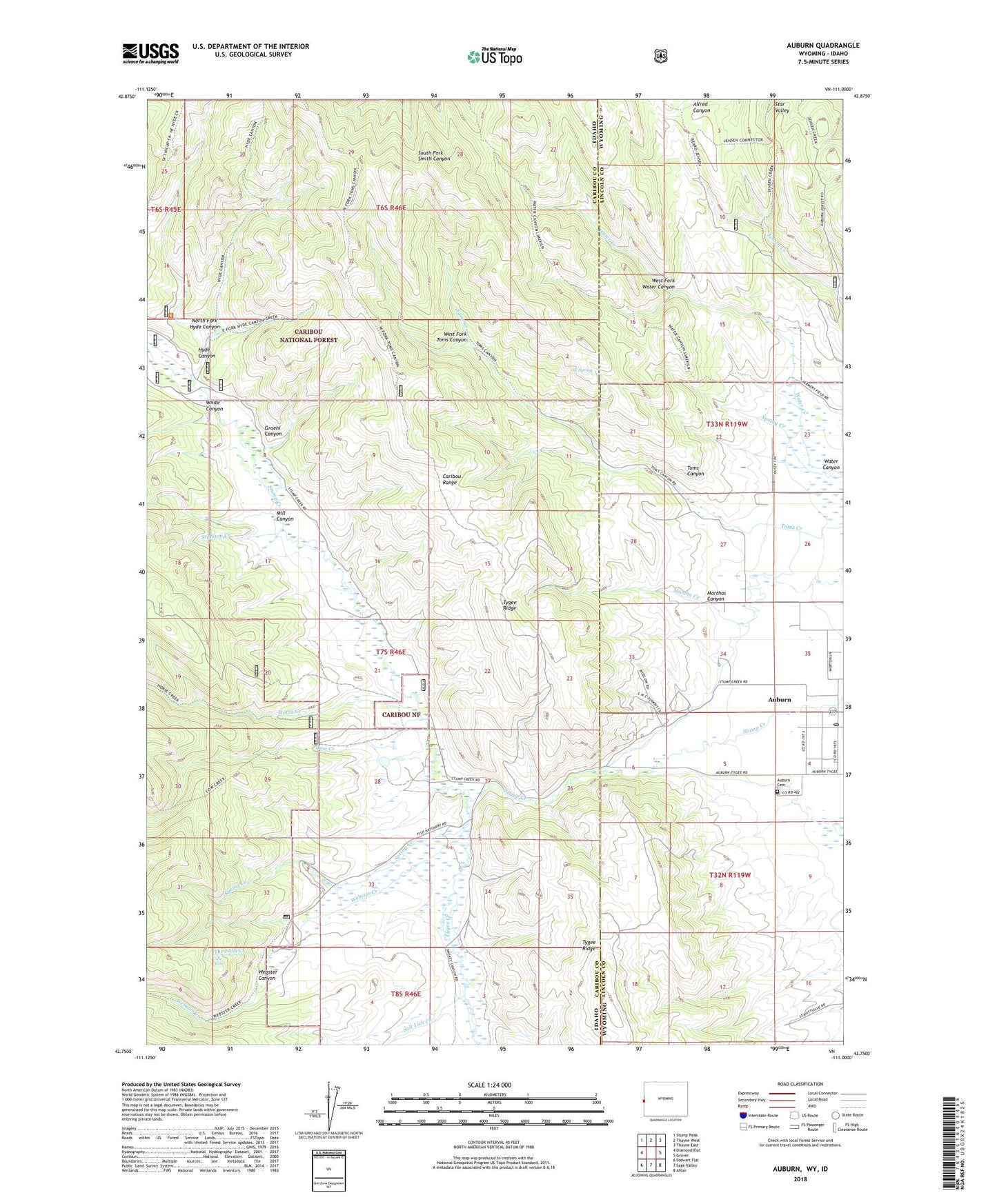 Auburn Wyoming US Topo Map Image