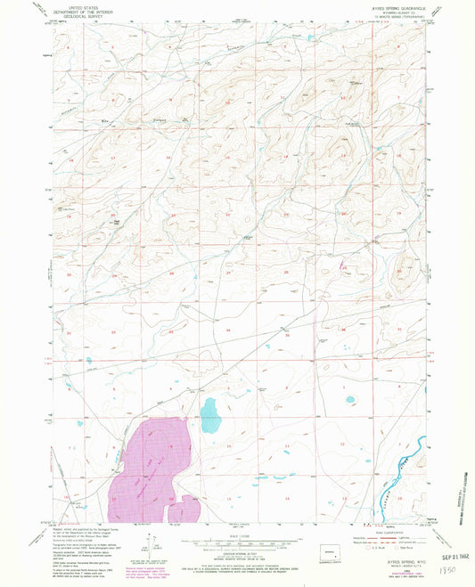Classic USGS Ayres Spring Wyoming 7.5'x7.5' Topo Map Image