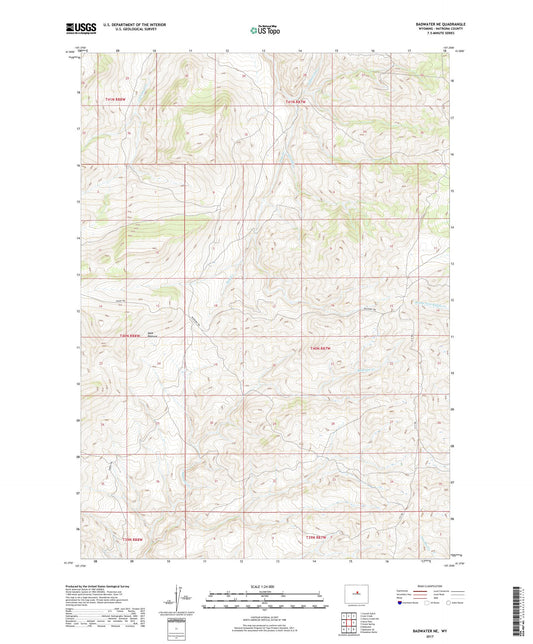 Badwater NE Wyoming US Topo Map Image