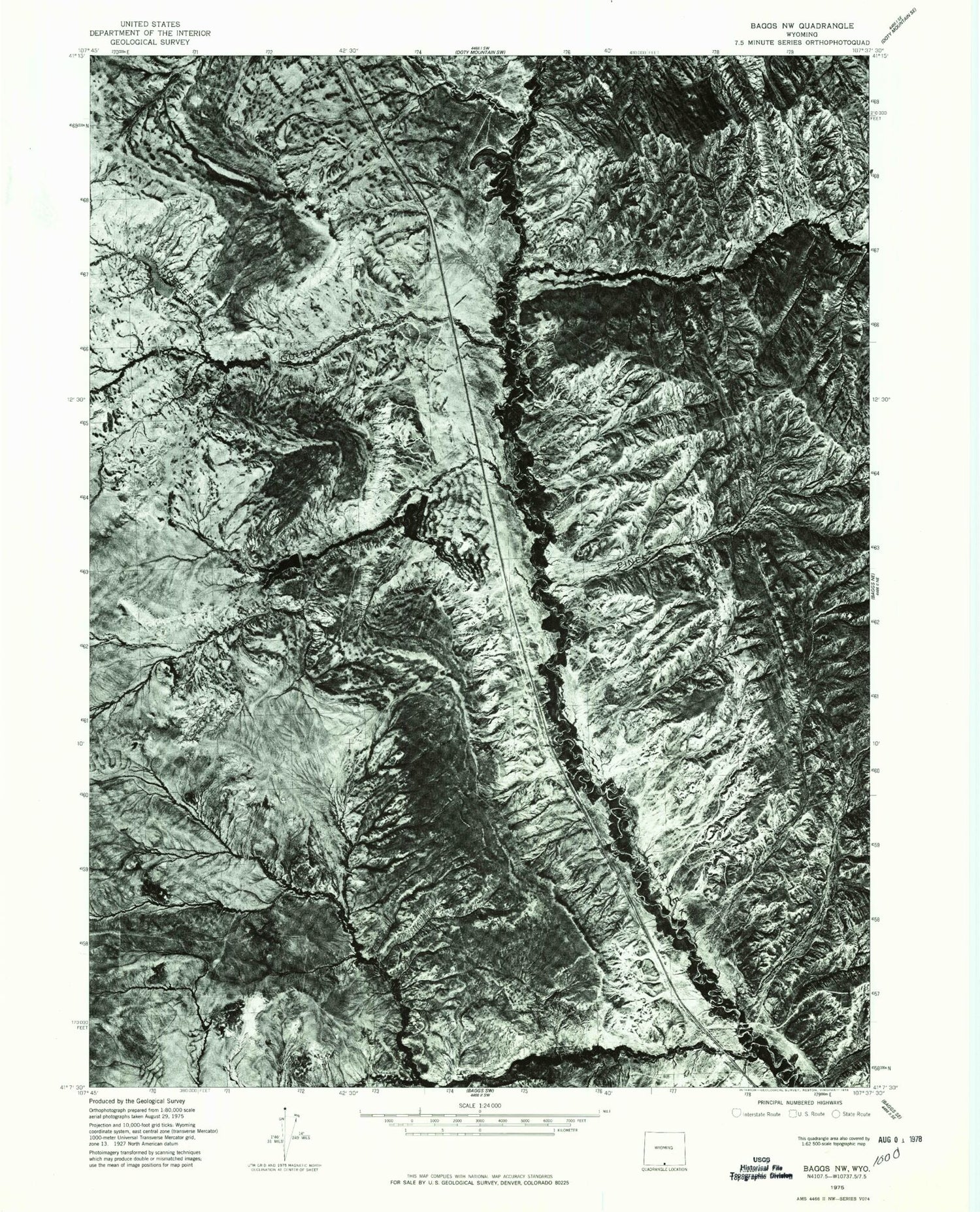 Classic USGS Peach Orchard Flat Wyoming 7.5'x7.5' Topo Map Image