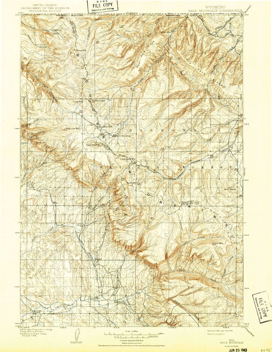 Historic 1901 Bald Mountain Wyoming 30'x30' Topo Map Image