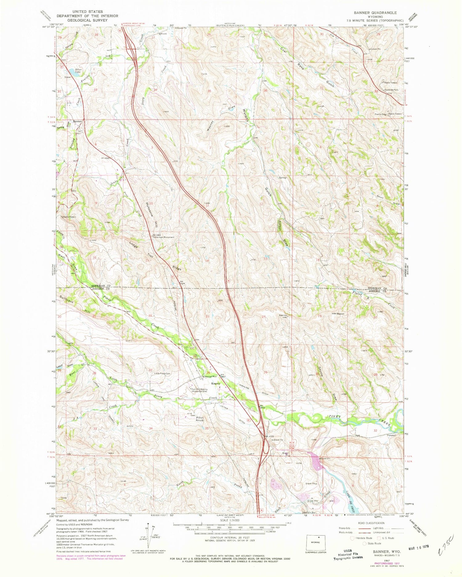 Classic USGS Banner Wyoming 7.5'x7.5' Topo Map Image