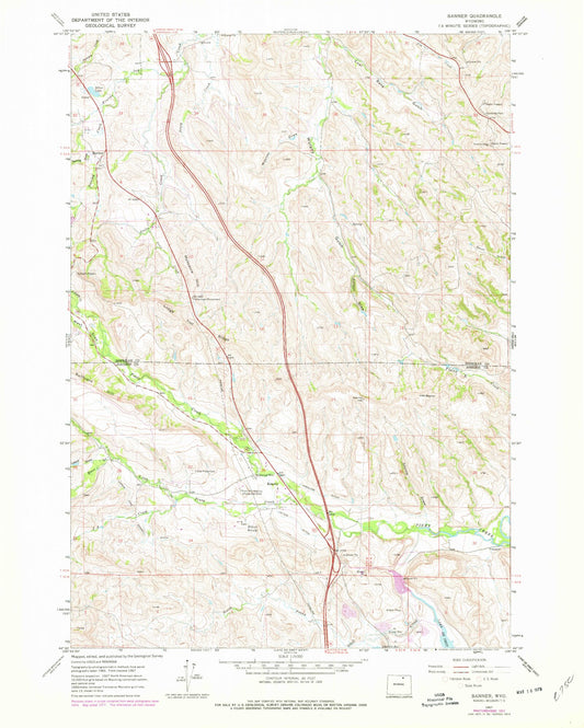 Classic USGS Banner Wyoming 7.5'x7.5' Topo Map Image