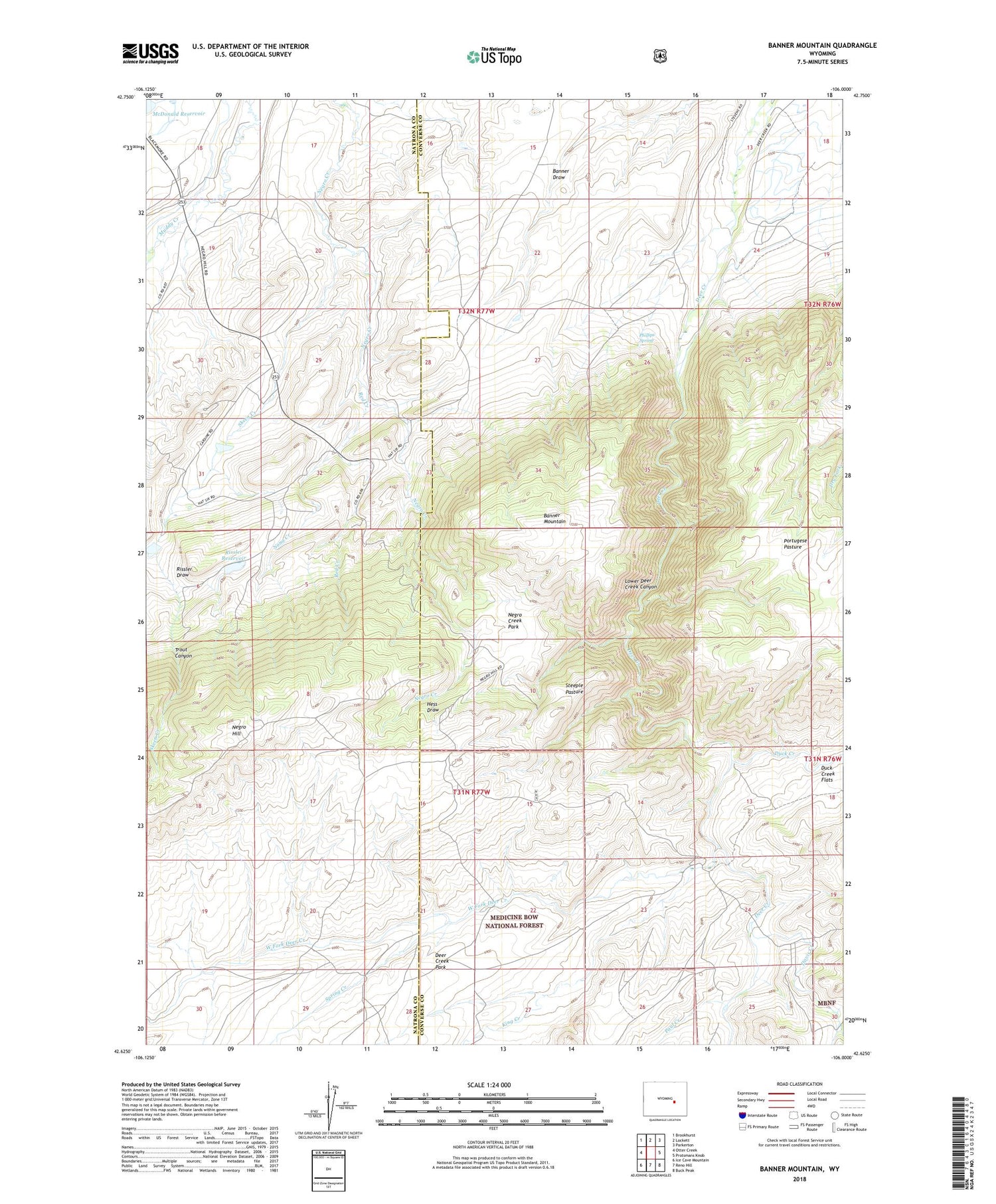 Banner Mountain Wyoming US Topo Map Image