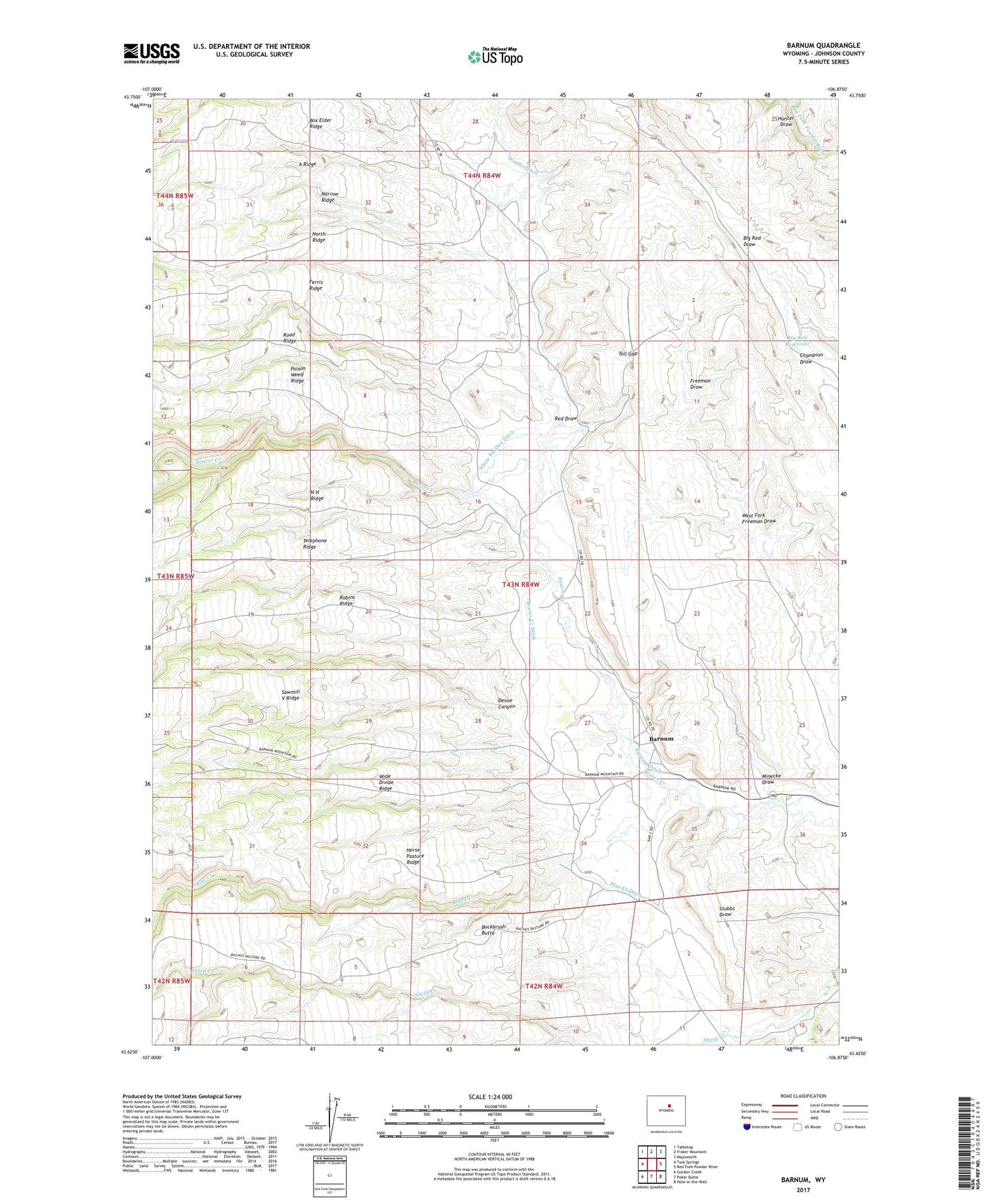 Barnum Wyoming US Topo Map Image