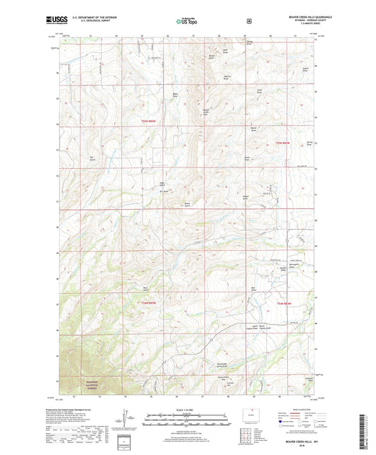 Beaver Creek Hills Wyoming US Topo Map Image