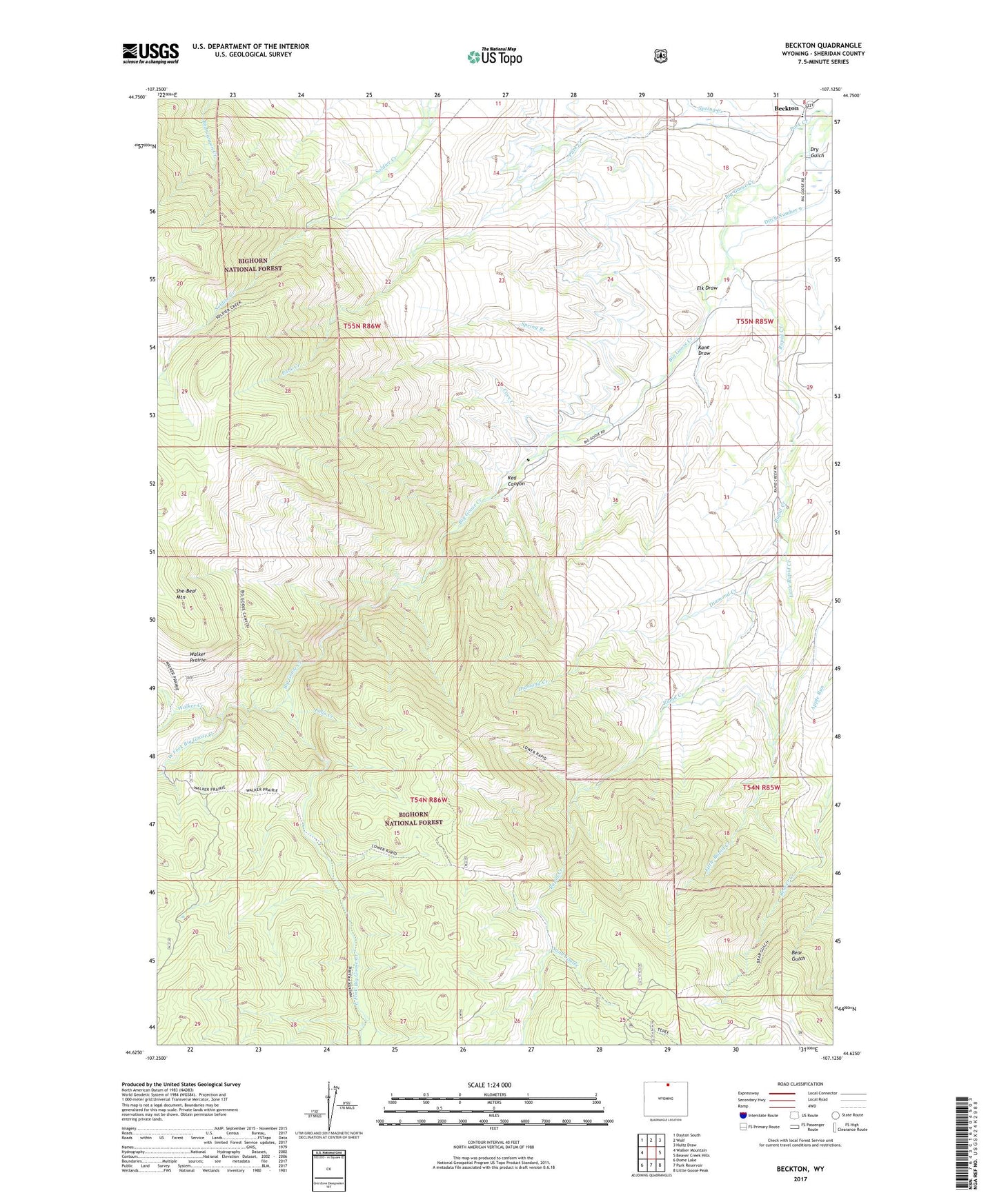 Beckton Wyoming US Topo Map Image
