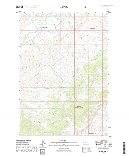 Belknap Creek Wyoming US Topo Map Image