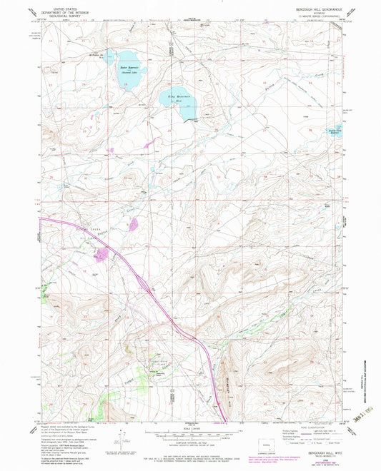 Classic USGS Bengough Hill Wyoming 7.5'x7.5' Topo Map Image