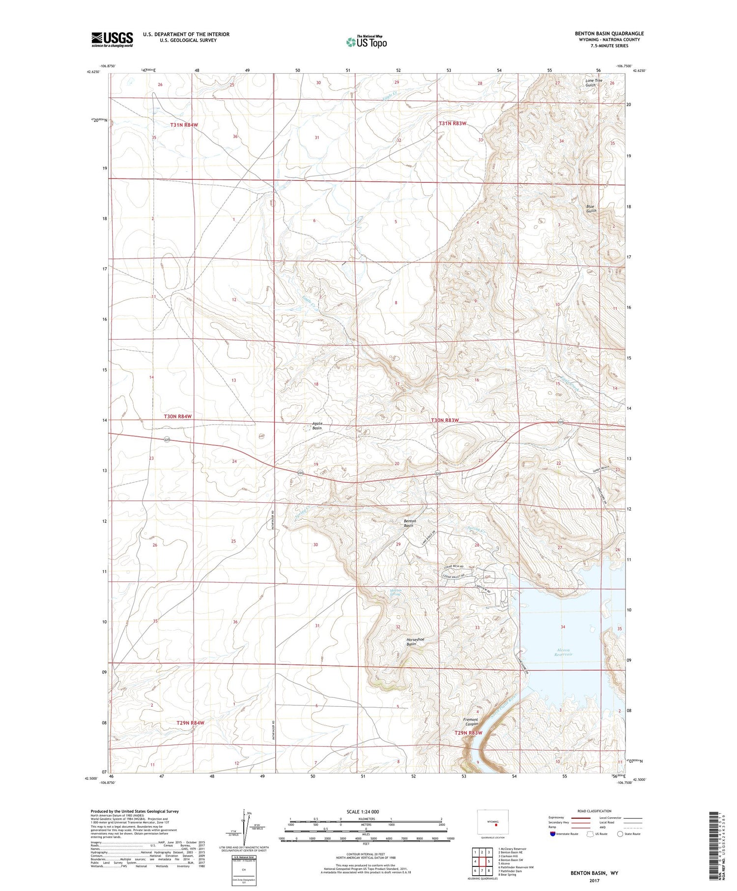 Benton Basin Wyoming US Topo Map Image