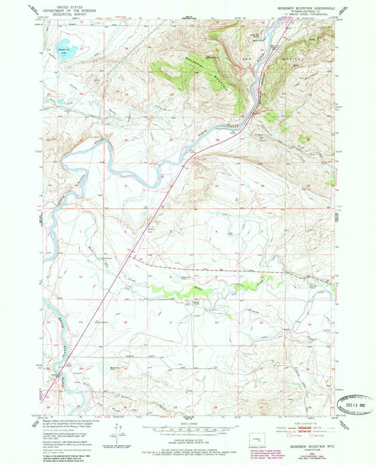 Classic USGS Bessemer Mountain Wyoming 7.5'x7.5' Topo Map Image