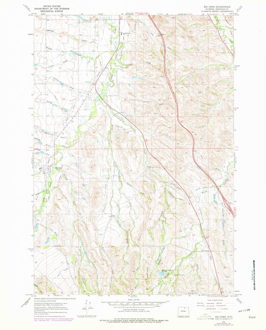 Classic USGS Big Horn Wyoming 7.5'x7.5' Topo Map Image