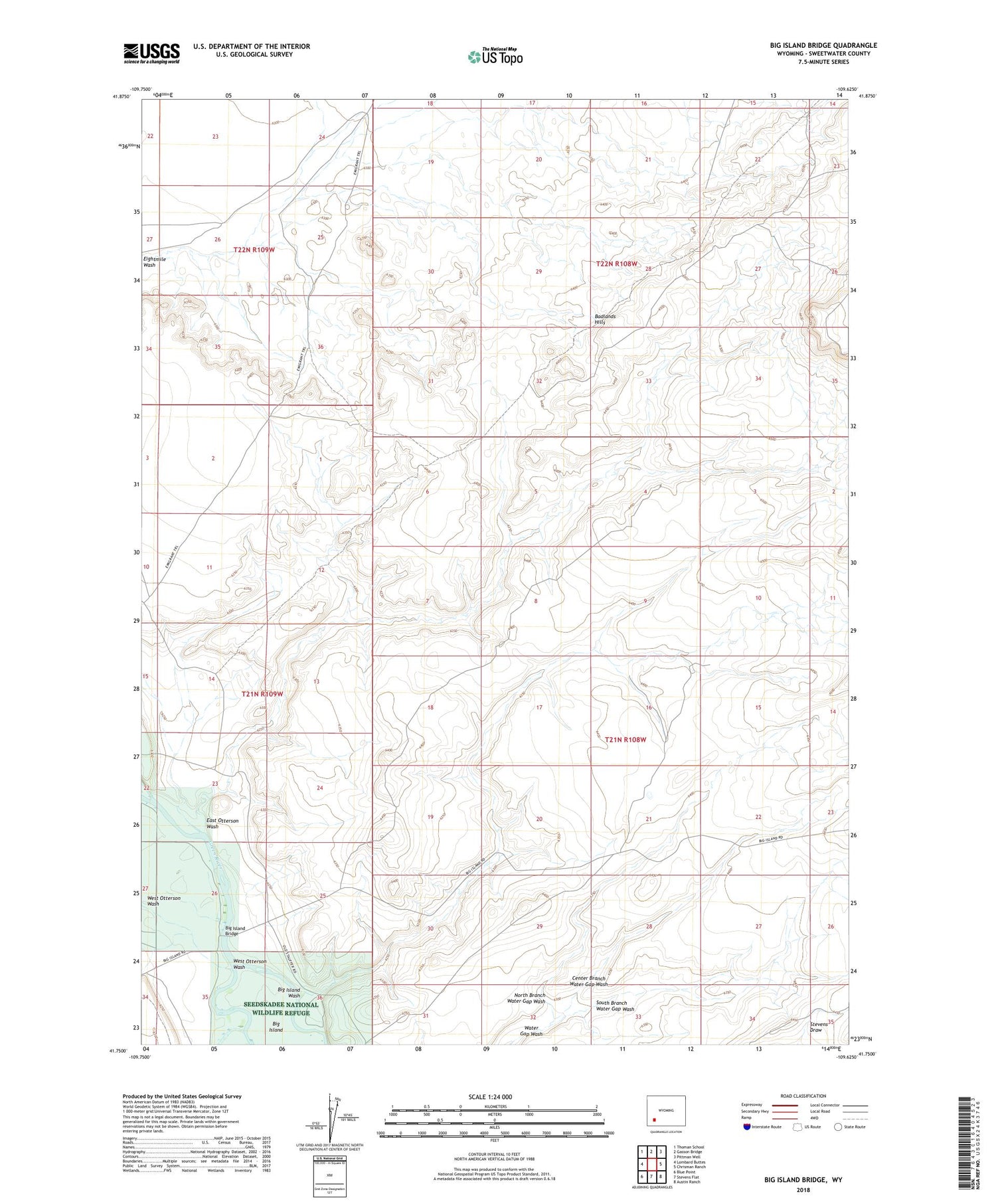 Big Island Bridge Wyoming US Topo Map Image