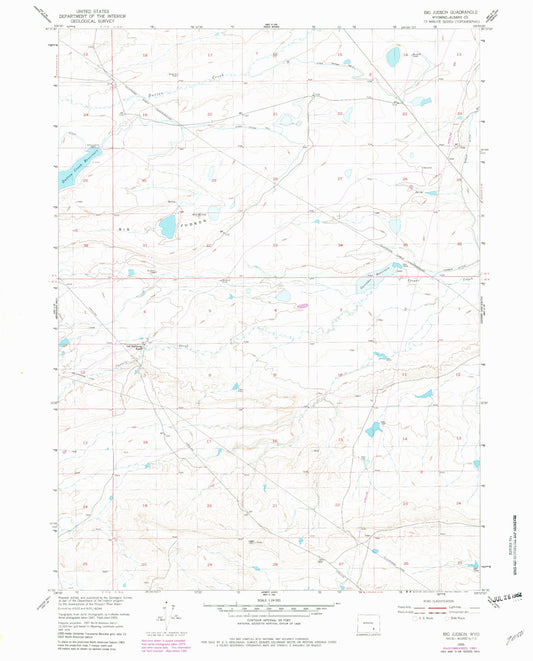 Classic USGS Big Judson Wyoming 7.5'x7.5' Topo Map Image