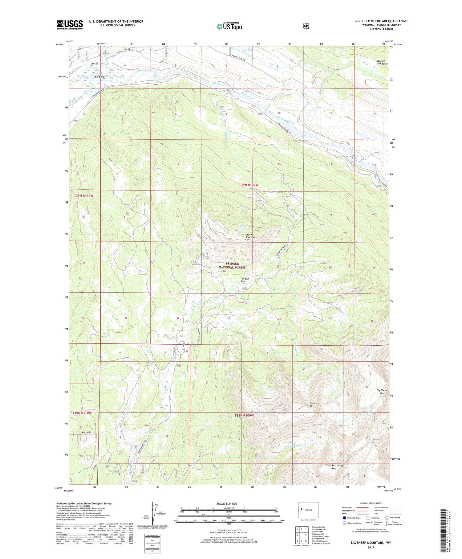 Big Sheep Mountain Wyoming US Topo Map Image