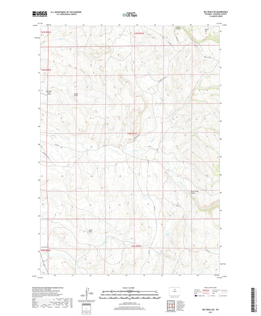 Big Trails NE Wyoming US Topo Map Image