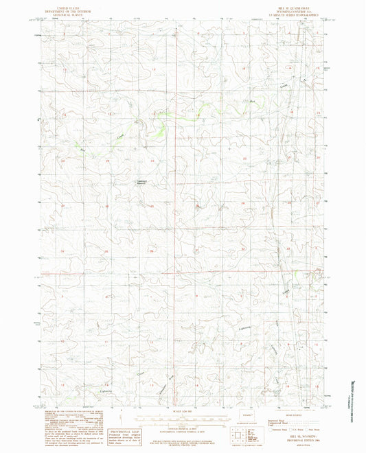 Classic USGS Bill SE Wyoming 7.5'x7.5' Topo Map Image