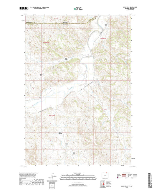 Black Draw Wyoming US Topo Map Image